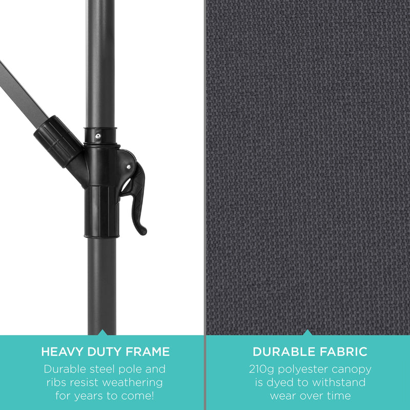 Solar LED Offset Hanging Patio Umbrella w/ Crank Tilt Adjustment - 10ft - Kivo Store
