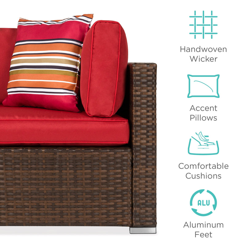 7-Piece Modular Wicker Sectional Conversation Set w/ 2 Pillows, Cover - Kivo Store