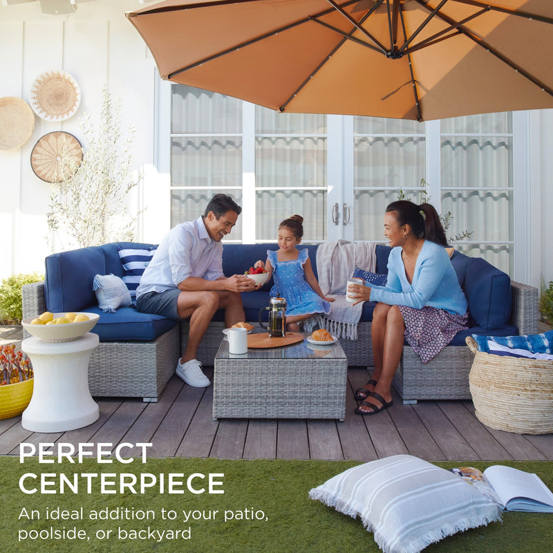 7-Piece Modular Wicker Sectional Conversation Set w/ 2 Pillows, Cover - Kivo Store