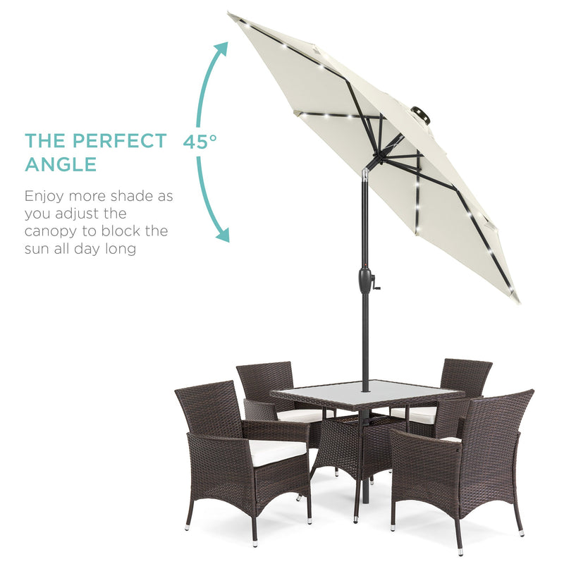 Outdoor Solar Patio Umbrella w/ Push Button Tilt, Crank Lift - 7.5ft - Kivo Store