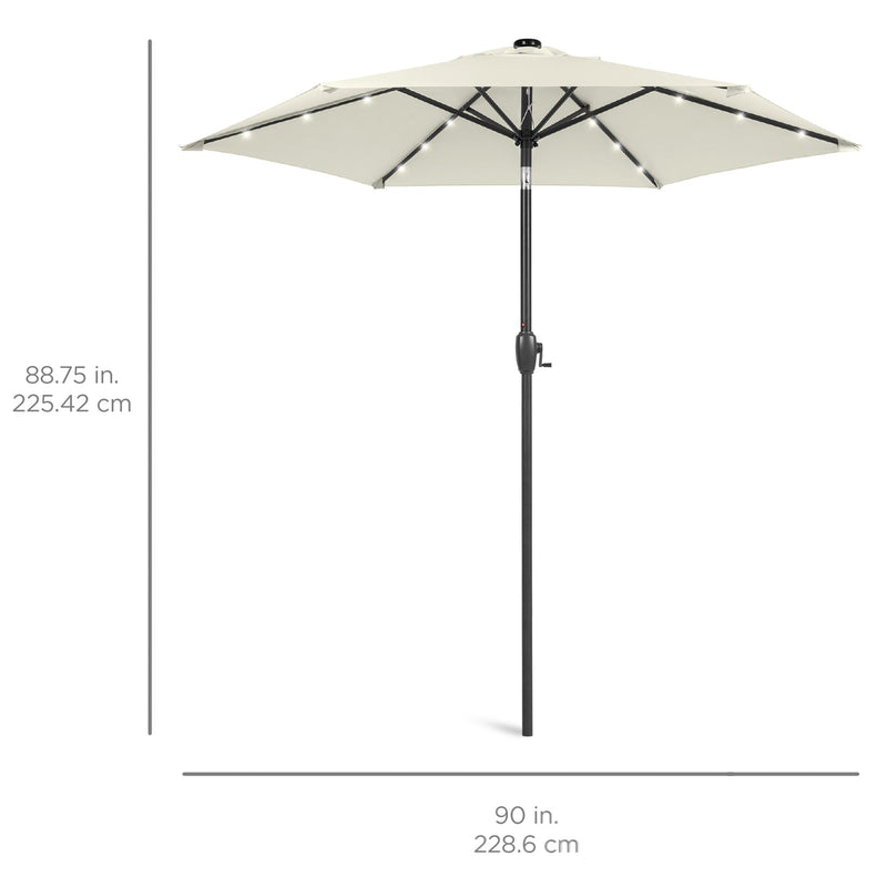 Outdoor Solar Patio Umbrella w/ Push Button Tilt, Crank Lift - 7.5ft - Kivo Store