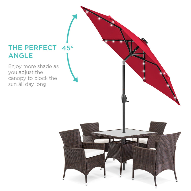 Outdoor Solar Patio Umbrella w/ Push Button Tilt, Crank Lift - 7.5ft - Kivo Store