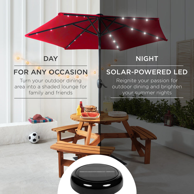 Outdoor Solar Patio Umbrella w/ Push Button Tilt, Crank Lift - 7.5ft - Kivo Store