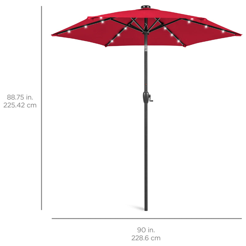 Outdoor Solar Patio Umbrella w/ Push Button Tilt, Crank Lift - 7.5ft - Kivo Store