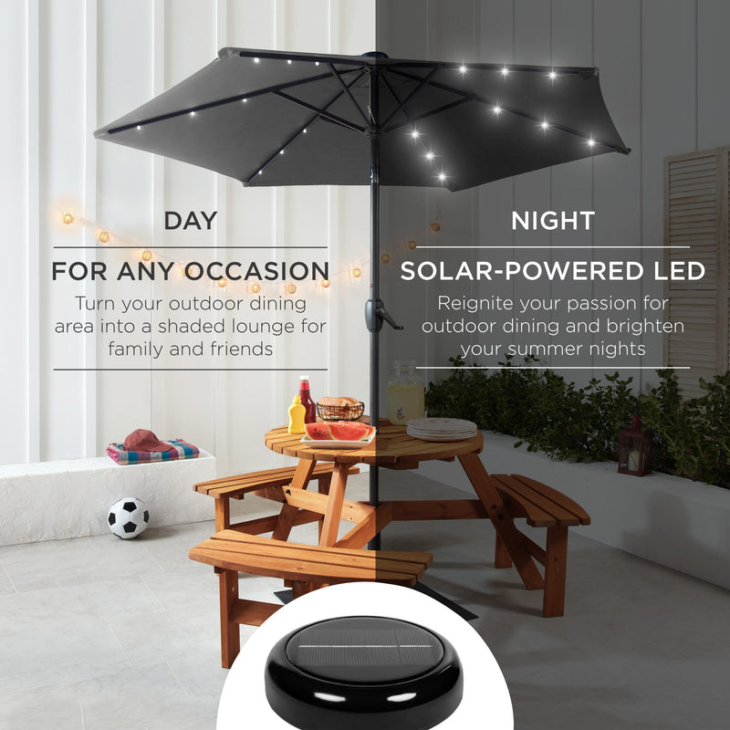 Outdoor Solar Patio Umbrella w/ Push Button Tilt, Crank Lift - 7.5ft - Kivo Store