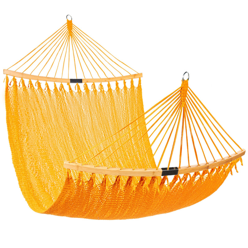 2-Person Woven Polyester Hammock w/ Curved Bamboo Spreader Bar, Carry Bag - Kivo Store