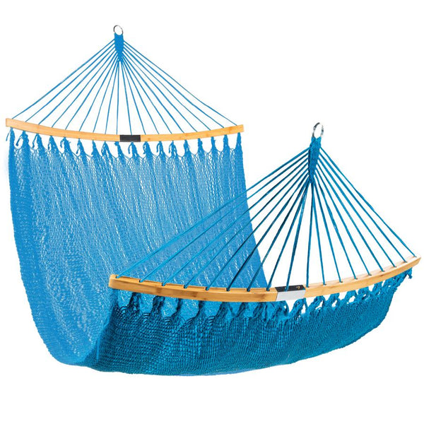 2-Person Woven Polyester Hammock w/ Curved Bamboo Spreader Bar, Carry Bag - Kivo Store
