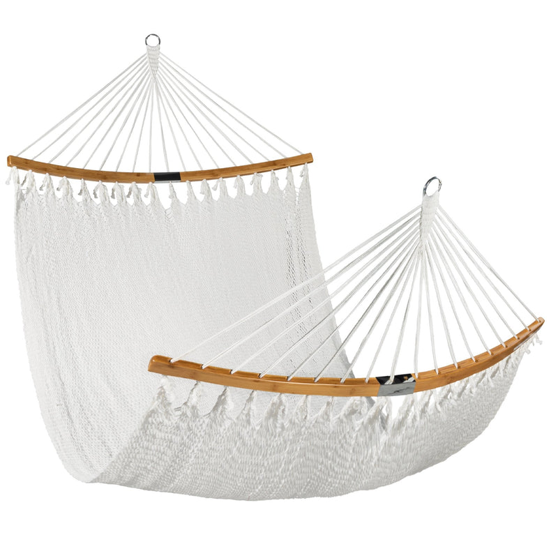 2-Person Woven Polyester Hammock w/ Curved Bamboo Spreader Bar, Carry Bag - Kivo Store