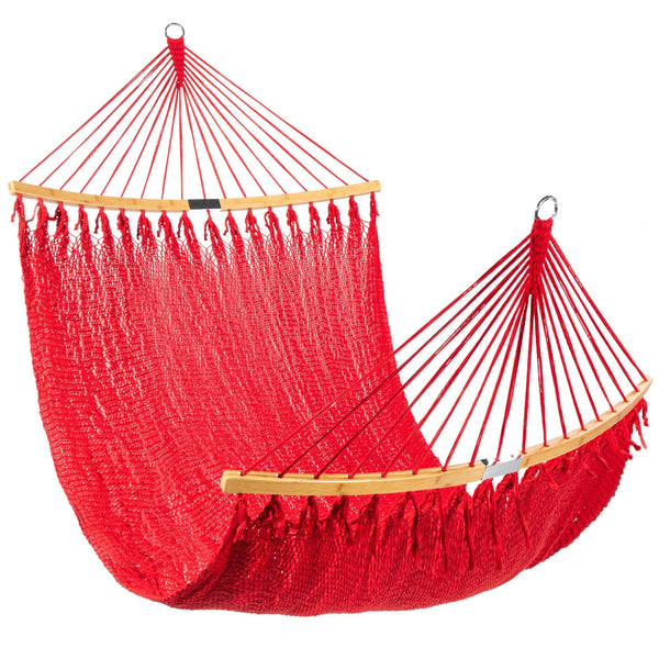 2-Person Woven Polyester Hammock w/ Curved Bamboo Spreader Bar, Carry Bag - Kivo Store