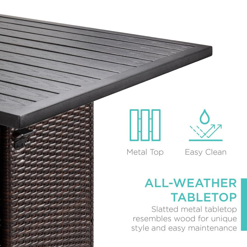 5-Piece Wicker Bar Set w/ 4 Stools, Built-In Bottle Opener, Hidden Storage - Kivo Store