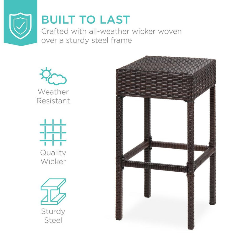 5-Piece Wicker Bar Set w/ 4 Stools, Built-In Bottle Opener, Hidden Storage - Kivo Store