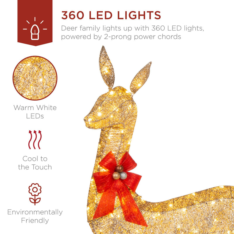 3-Piece Lighted Christmas Deer Set Outdoor Decor with LED Lights - Kivo Store