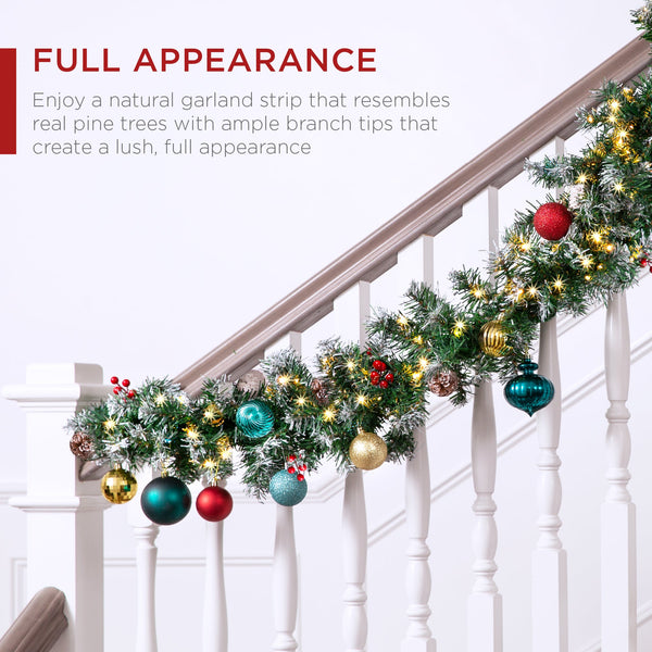 9ft Pre-Lit Christmas Garland w/ 50 Lights, Pine Cones, Berries - Kivo Store