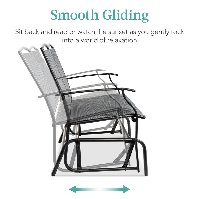 2-Person Patio Loveseat Swing Glider, Bench Rocker w/ Armrests