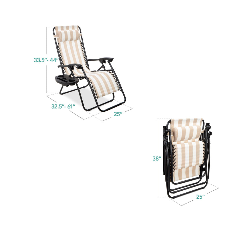 Set of 2 Adjustable Zero Gravity Patio Chair Recliners w/ Cup Holders - Kivo Store