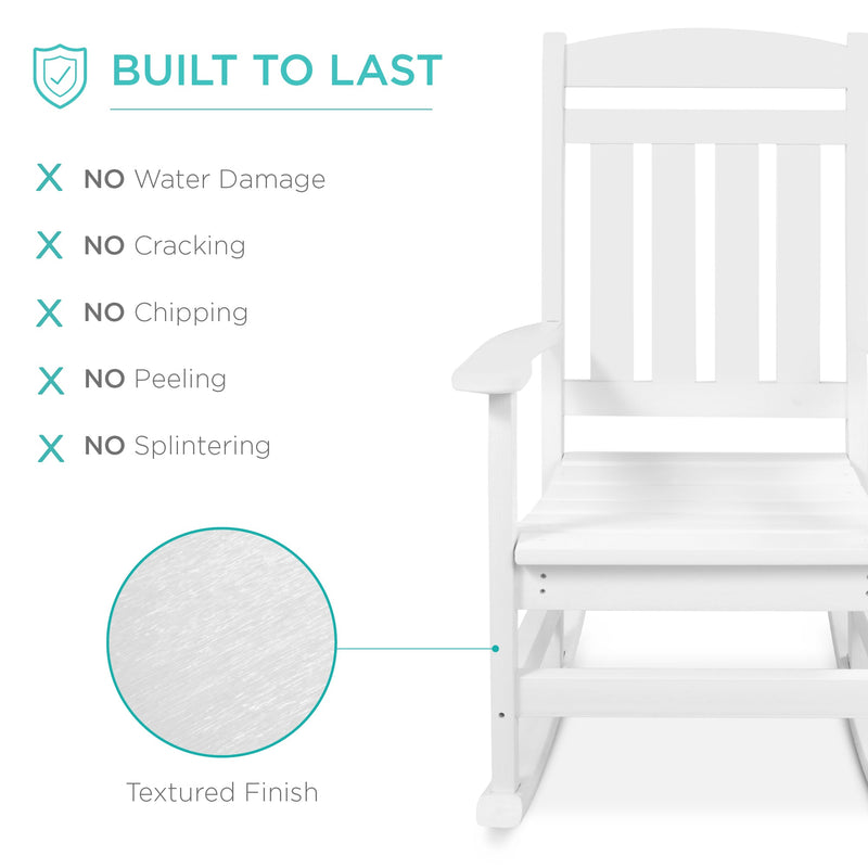 All-Weather Indoor Outdoor Porch Rocking Chair w/ 300lb Weight Capacity