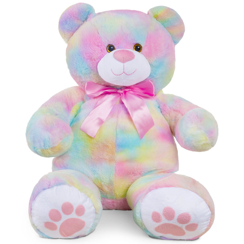 Giant Plush Teddy Bear Stuffed Animal w/ Bow Tie, Paw Prints - 38in - Kivo Store
