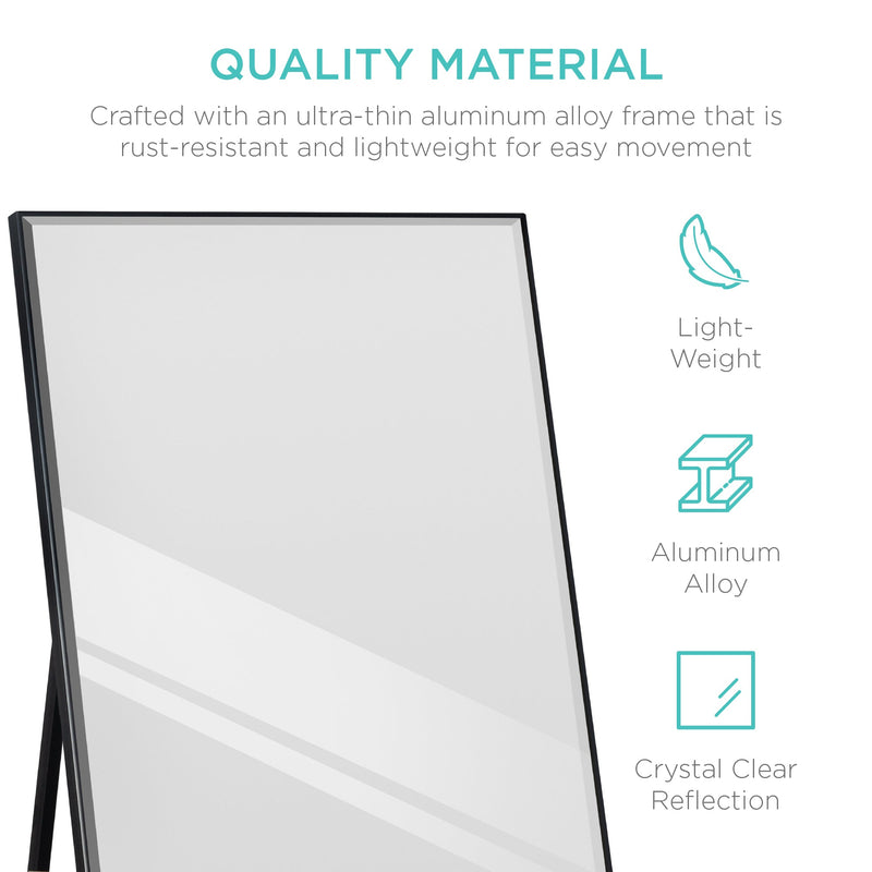 Large Full Length Mirror, Wall Hanging & Leaning Floor Mirror - 65x22in