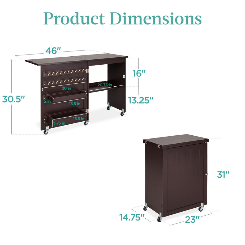 Folding Sewing Table Multipurpose Craft Station & Side Table w/ Wheels - Kivo Store