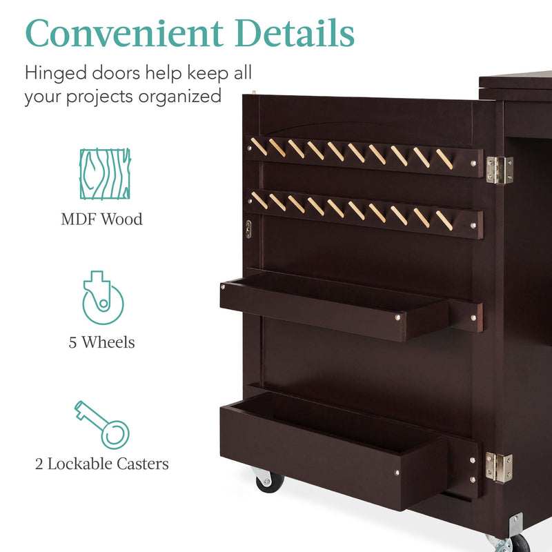 Folding Sewing Table Multipurpose Craft Station & Side Table w/ Wheels - Kivo Store