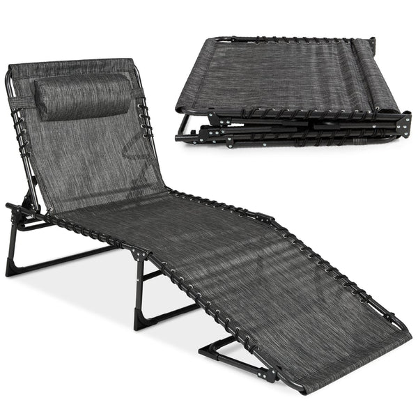 Portable Patio Chaise Lounge Chair Outdoor Recliner w/ Pillow - Kivo Store