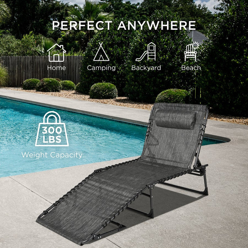 Portable Patio Chaise Lounge Chair Outdoor Recliner w/ Pillow - Kivo Store