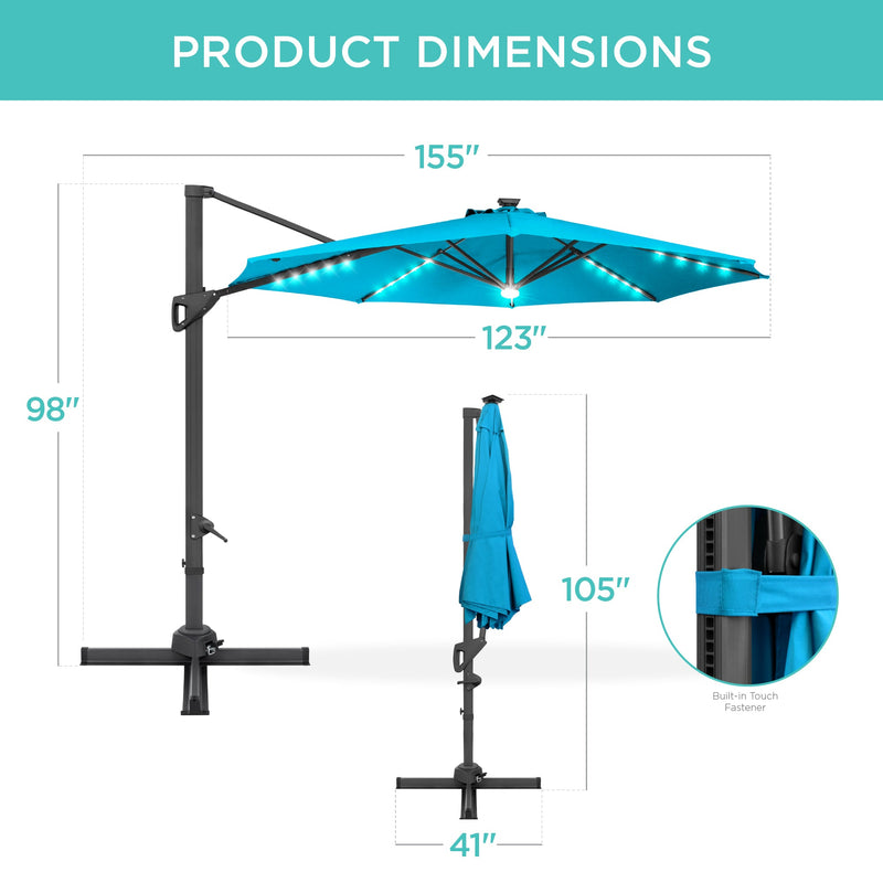 360-Degree Solar LED Cantilever Offset Patio Umbrella w/ Tilt - 10ft - Kivo Store
