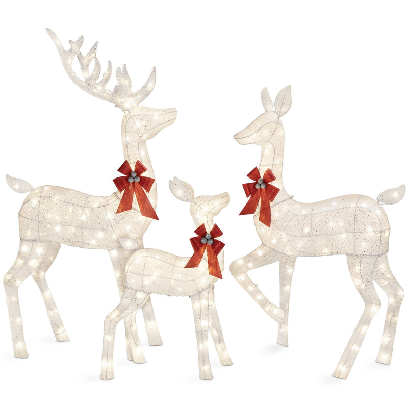 3-Piece Lighted Christmas Deer Set Outdoor Decor with LED Lights - Kivo Store