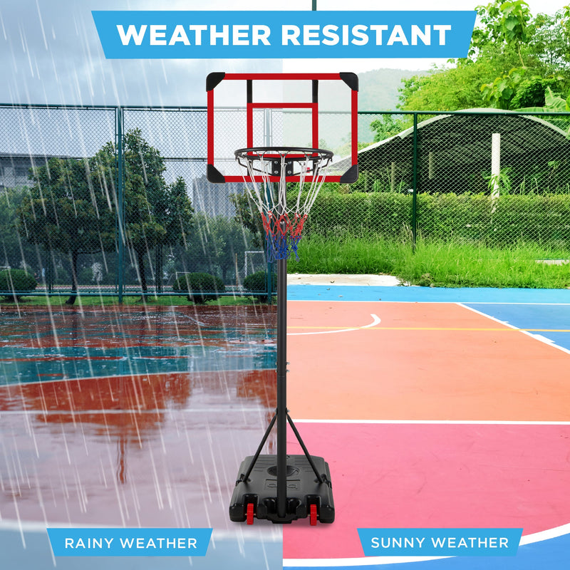 Kids Height-Adjustable Basketball Hoop, Square Backboard w/ 2 Wheels