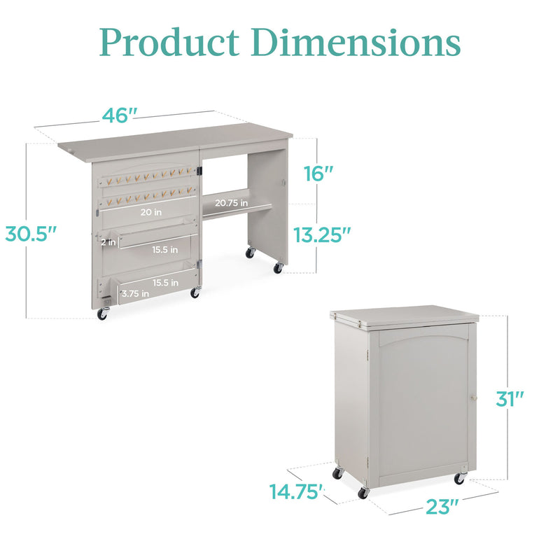 Folding Sewing Table Multipurpose Craft Station & Side Table w/ Wheels - Kivo Store