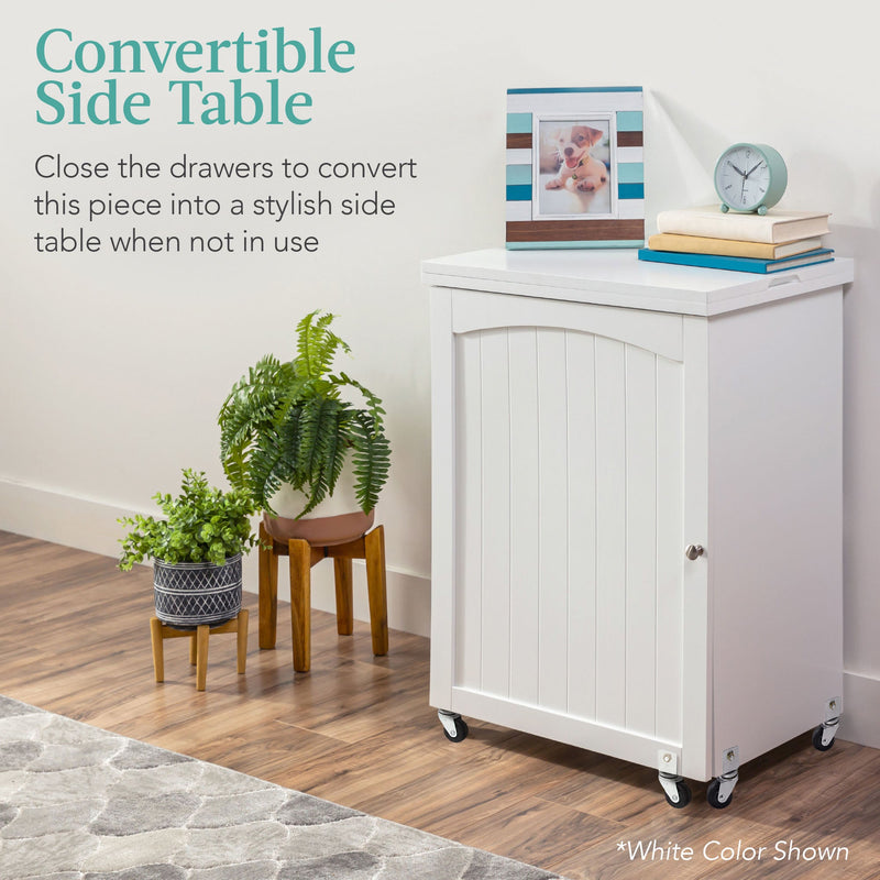 Folding Sewing Table Multipurpose Craft Station & Side Table w/ Wheels - Kivo Store
