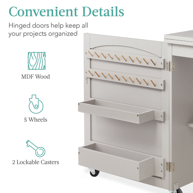 Folding Sewing Table Multipurpose Craft Station & Side Table w/ Wheels - Kivo Store
