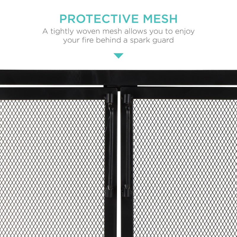 2-Door Wrought Iron Fireplace Screen w/ Magnetic Doors - 38.5x41in