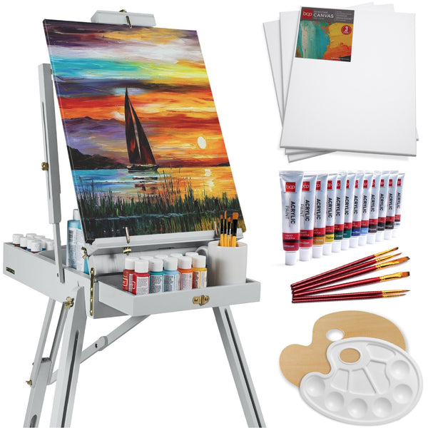 Portable Wooden French Easel w/ 33pc Beginners Kit - Kivo Store