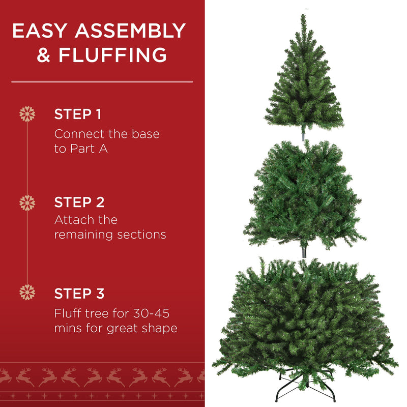 Unlit Artificial Green Spruce Christmas Tree, w/Easy Assembly