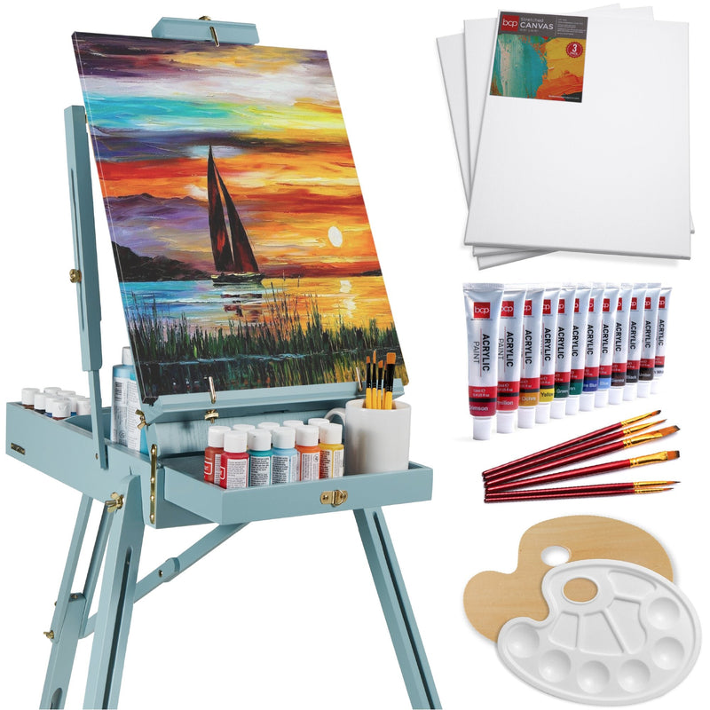 Portable Wooden French Easel w/ 33pc Beginners Kit - Kivo Store