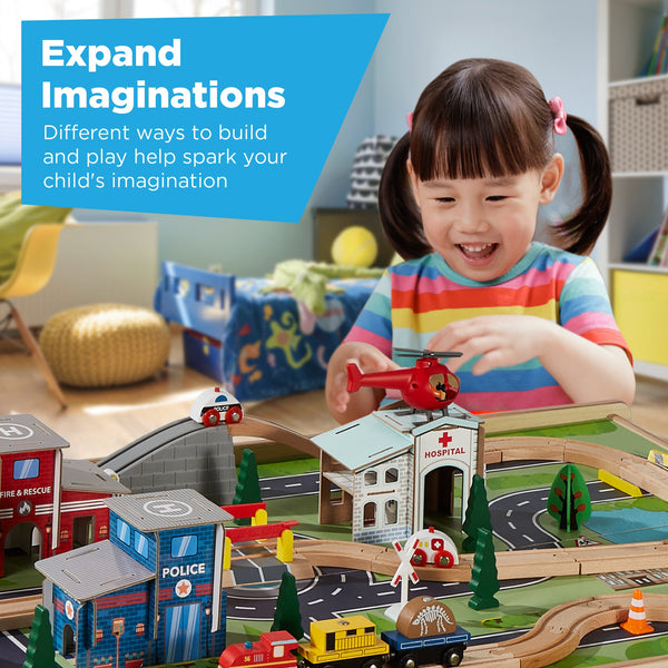 70-Piece Train Table, Large Multipurpose Playset w/ Reversible Table Top - Kivo Store