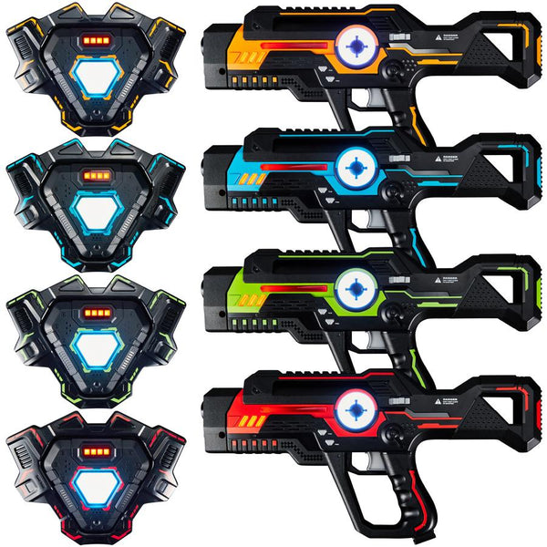 Set of 4 Infrared Laser Tag Blasters & Vests w/ 4 Team Colors - Kivo Store