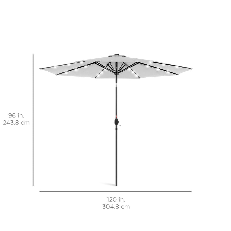 Solar LED Lighted Patio Umbrella w/ Tilt Adjustment, UV-Resistant - 10ft