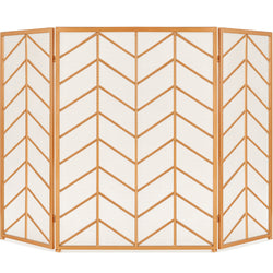 3-Panel Iron Chevron Fireplace Screen w/ Handles - 52x31in