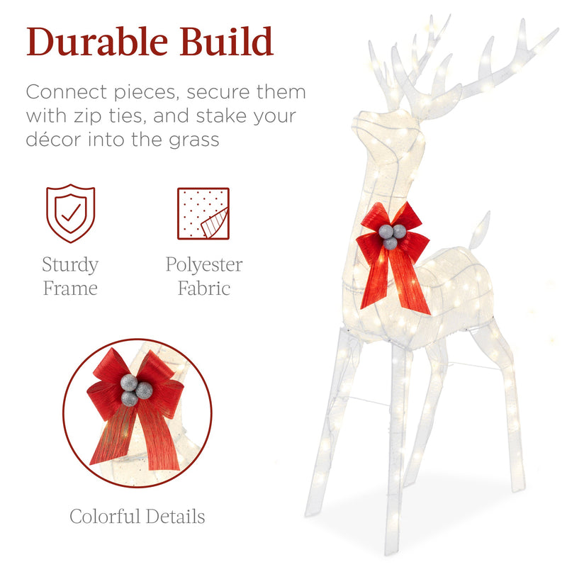 Lighted Christmas Reindeer & Sleigh Outdoor Decor Set w/ LED Lights - Kivo Store