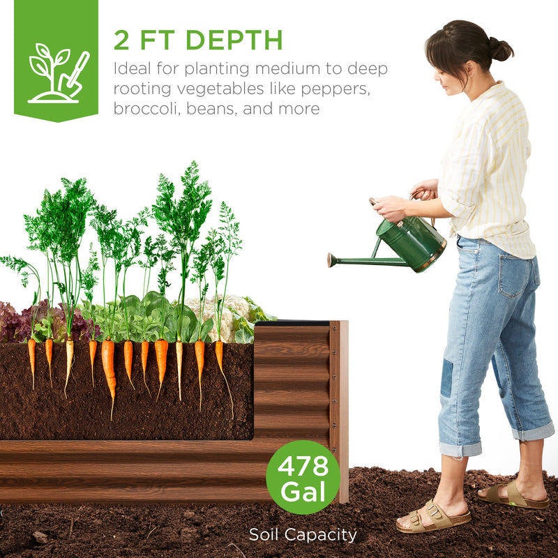 Outdoor Metal Raised Garden Bed for Vegetables, Flowers, Herbs - 8x4x2ft - Kivo Store