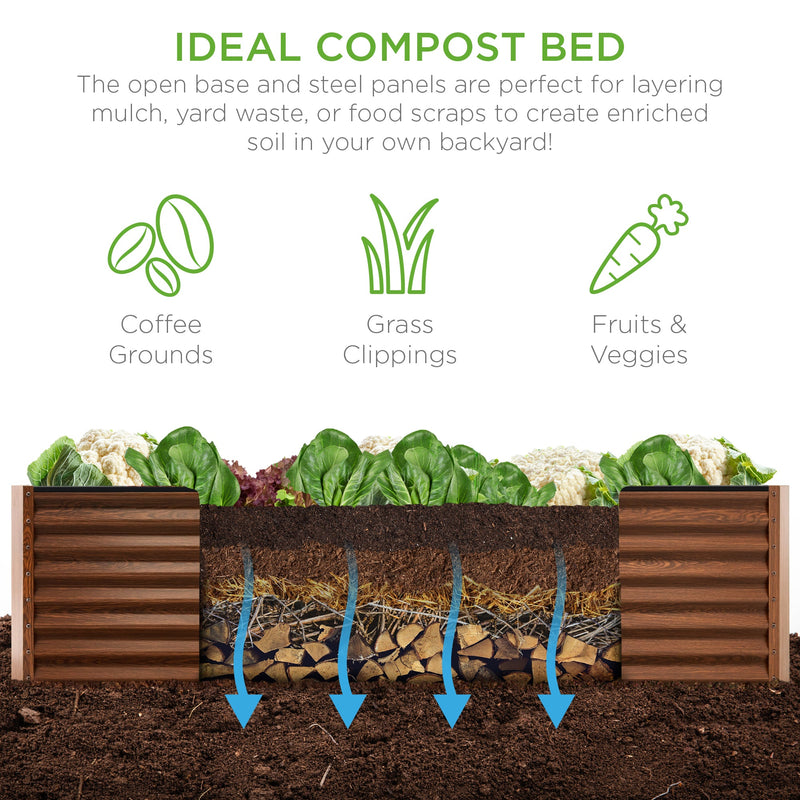 Outdoor Metal Raised Garden Bed for Vegetables, Flowers, Herbs - 8x4x2ft - Kivo Store