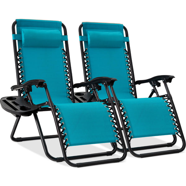 Set of 2 Adjustable Zero Gravity Patio Chair Recliners w/ Cup Holders - Kivo Store