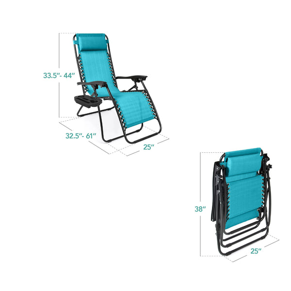 Set of 2 Adjustable Zero Gravity Patio Chair Recliners w/ Cup Holders - Kivo Store