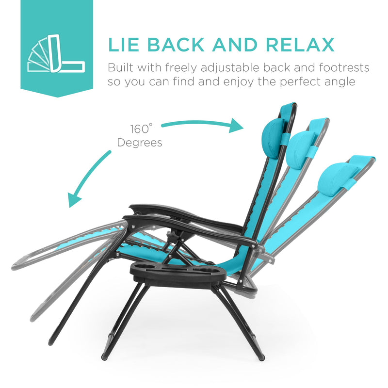 Set of 2 Adjustable Zero Gravity Patio Chair Recliners w/ Cup Holders - Kivo Store
