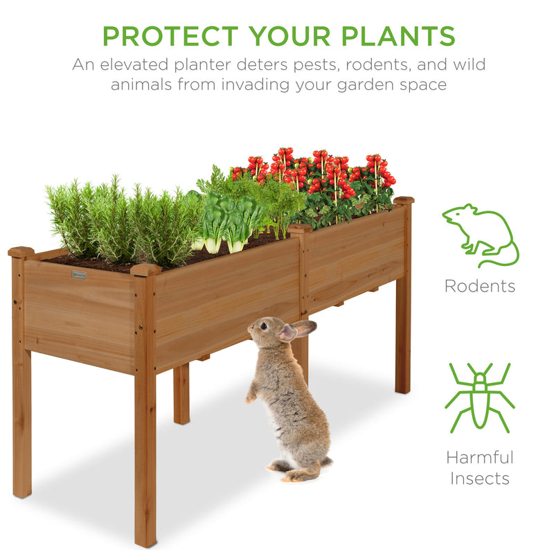 Raised Garden Bed, Elevated Wood Garden Planter Stand - 72x24x30in