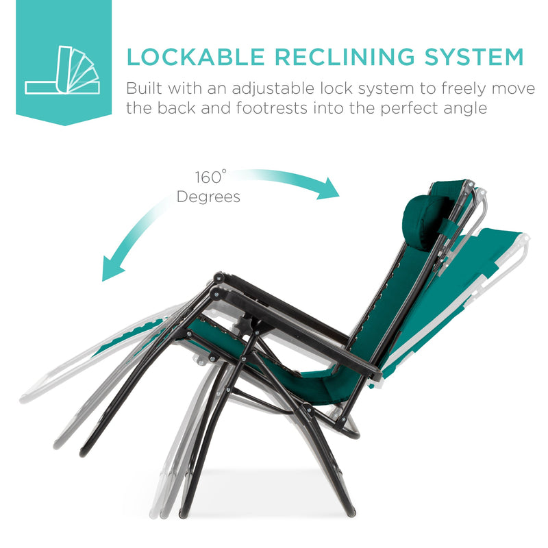 Folding Zero Gravity Recliner Patio Lounge Chair w/ Canopy, Side Tray - Kivo Store