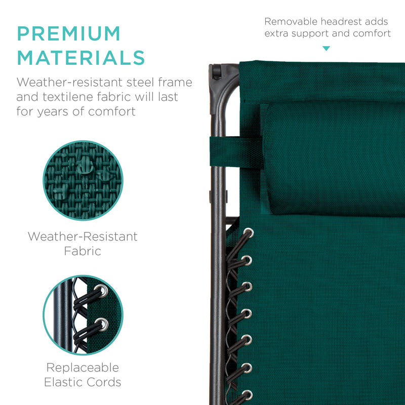 Folding Zero Gravity Recliner Patio Lounge Chair w/ Canopy, Side Tray - Kivo Store