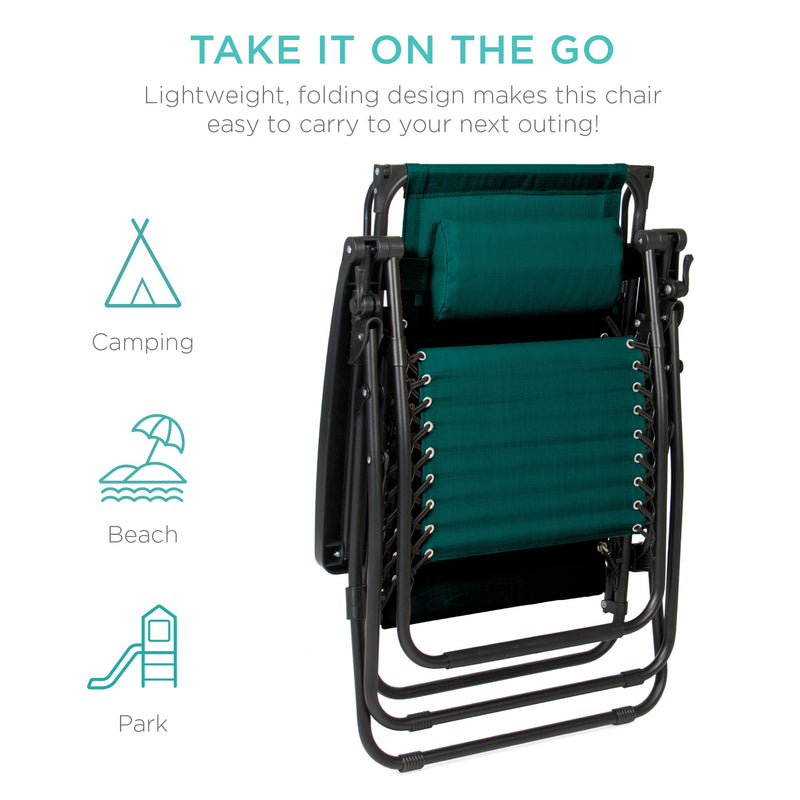 Folding Zero Gravity Recliner Patio Lounge Chair w/ Canopy, Side Tray - Kivo Store